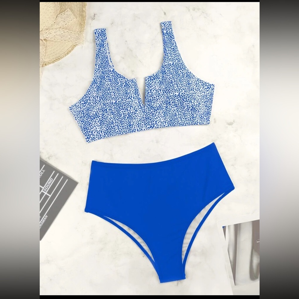 Blue Polka Dot High Waist Bikini XL